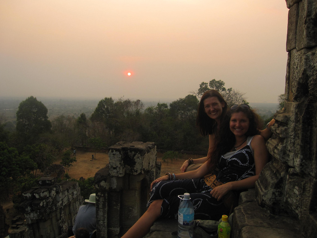 Sunset together from a temple at Angkor Wat, Cambodia