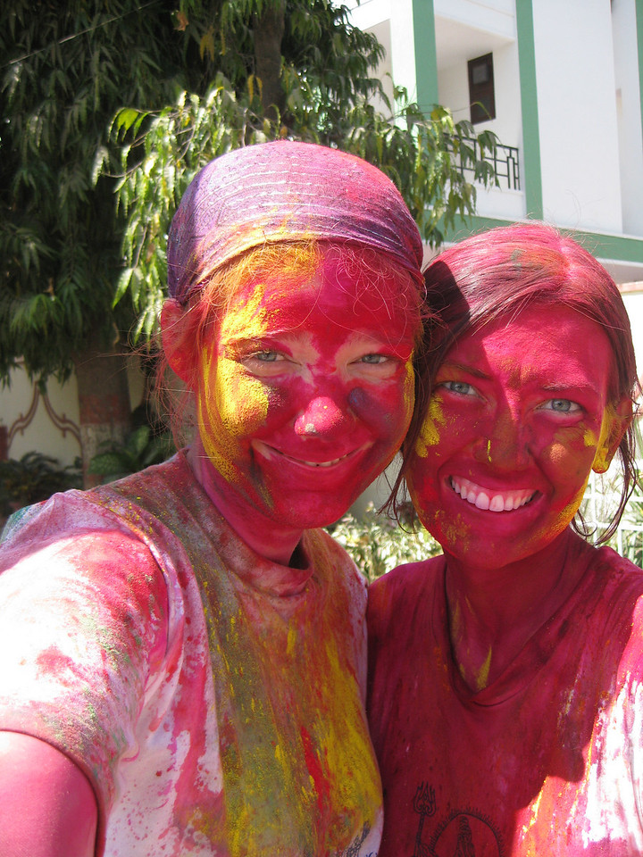 me and my cousin celebrating holi festival of colors in jaipur