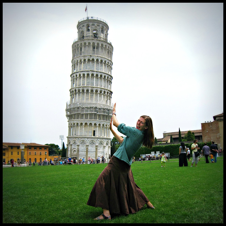 Fun at the Leaning tower of Pisa