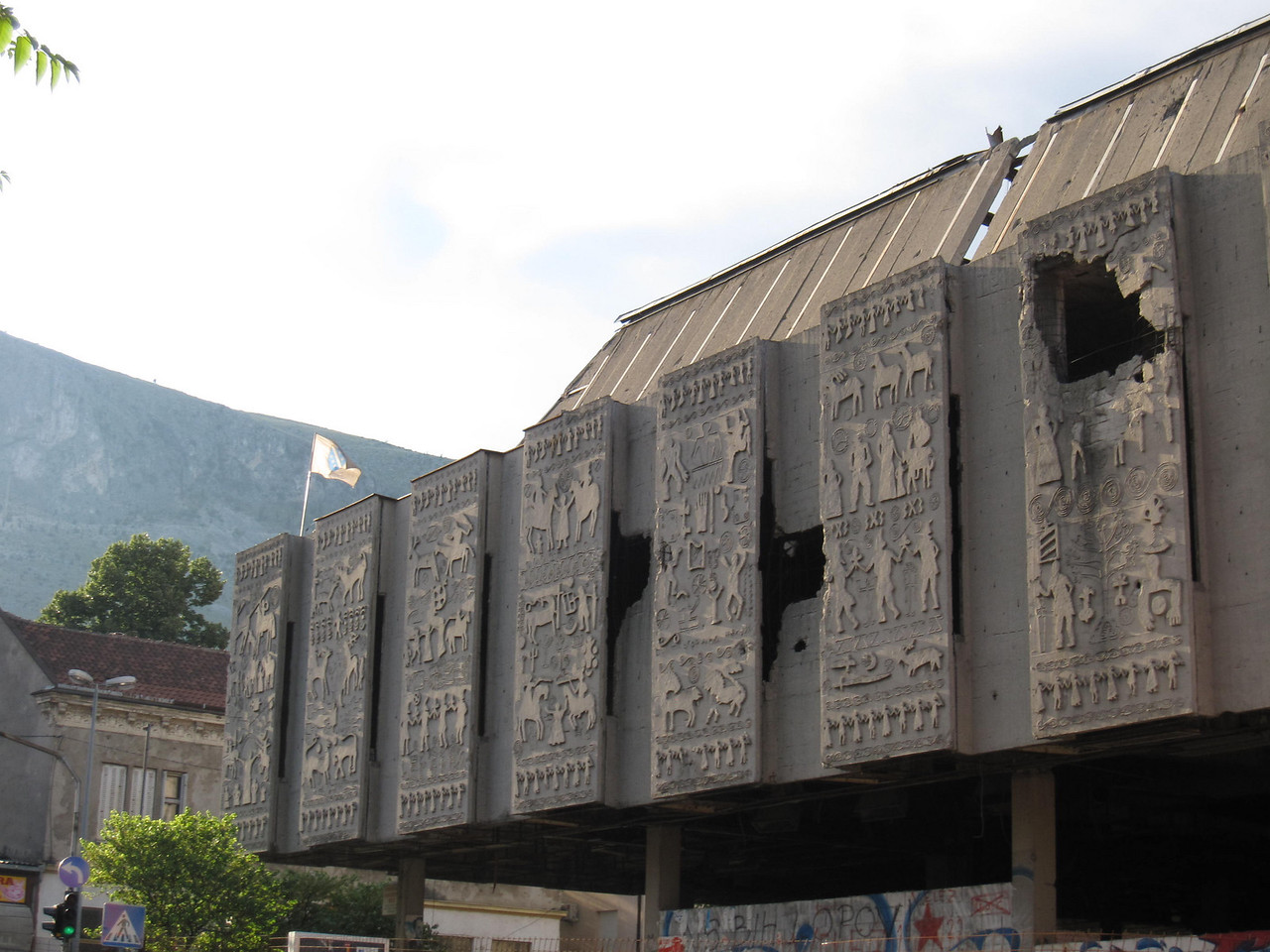 bomb damage war Mostar, Bosnia