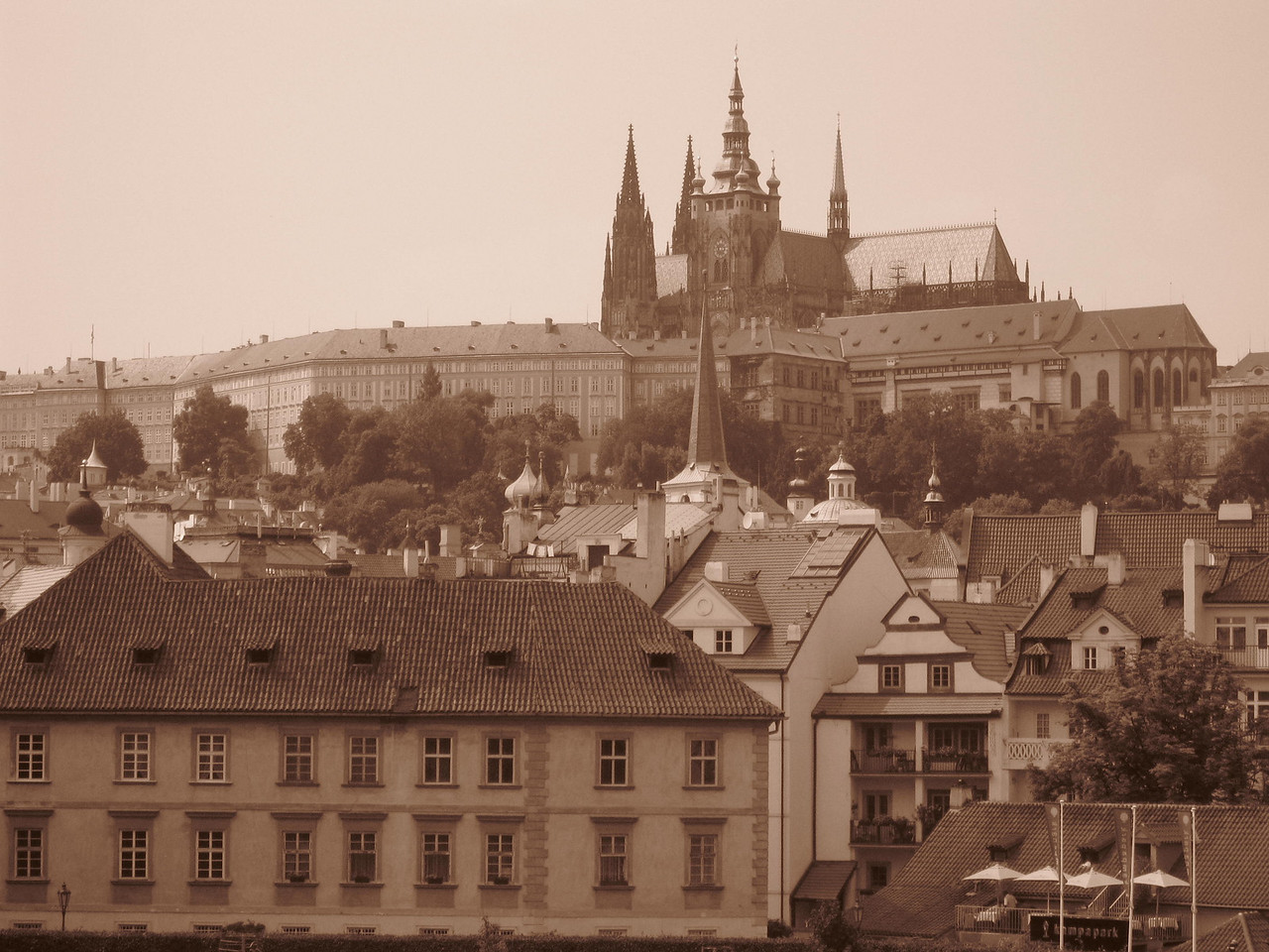 Prague castle views from lower in the city