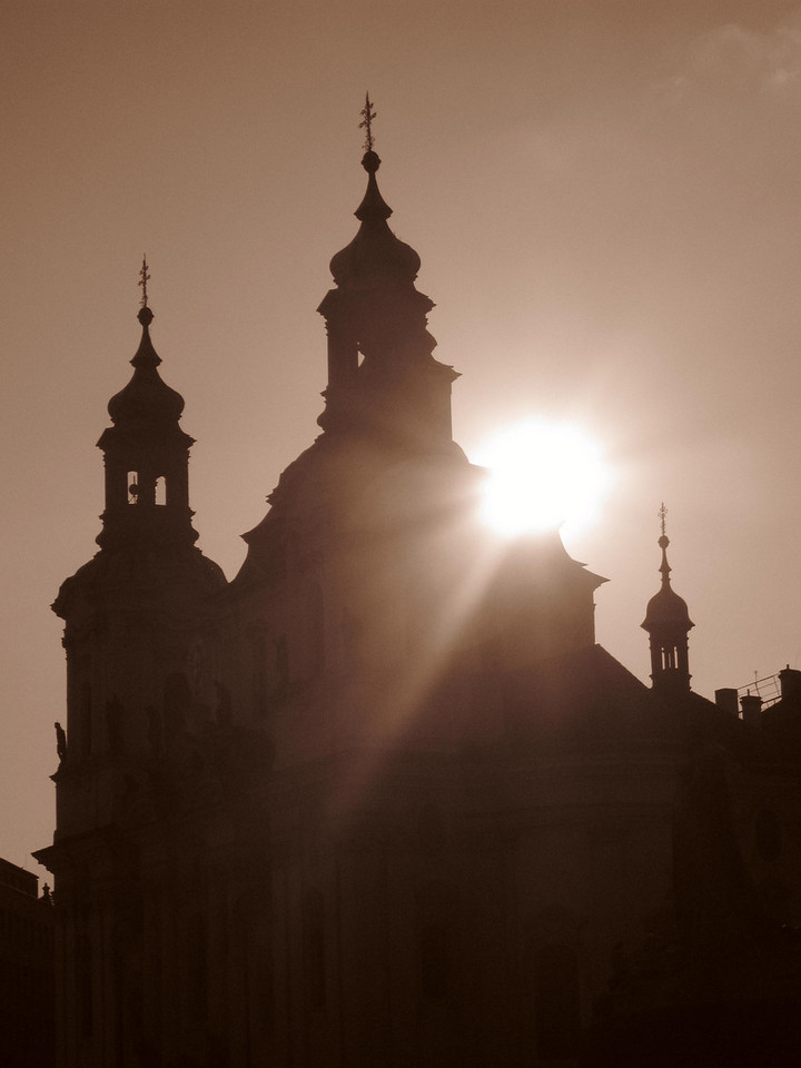 spires at sunset in prague
