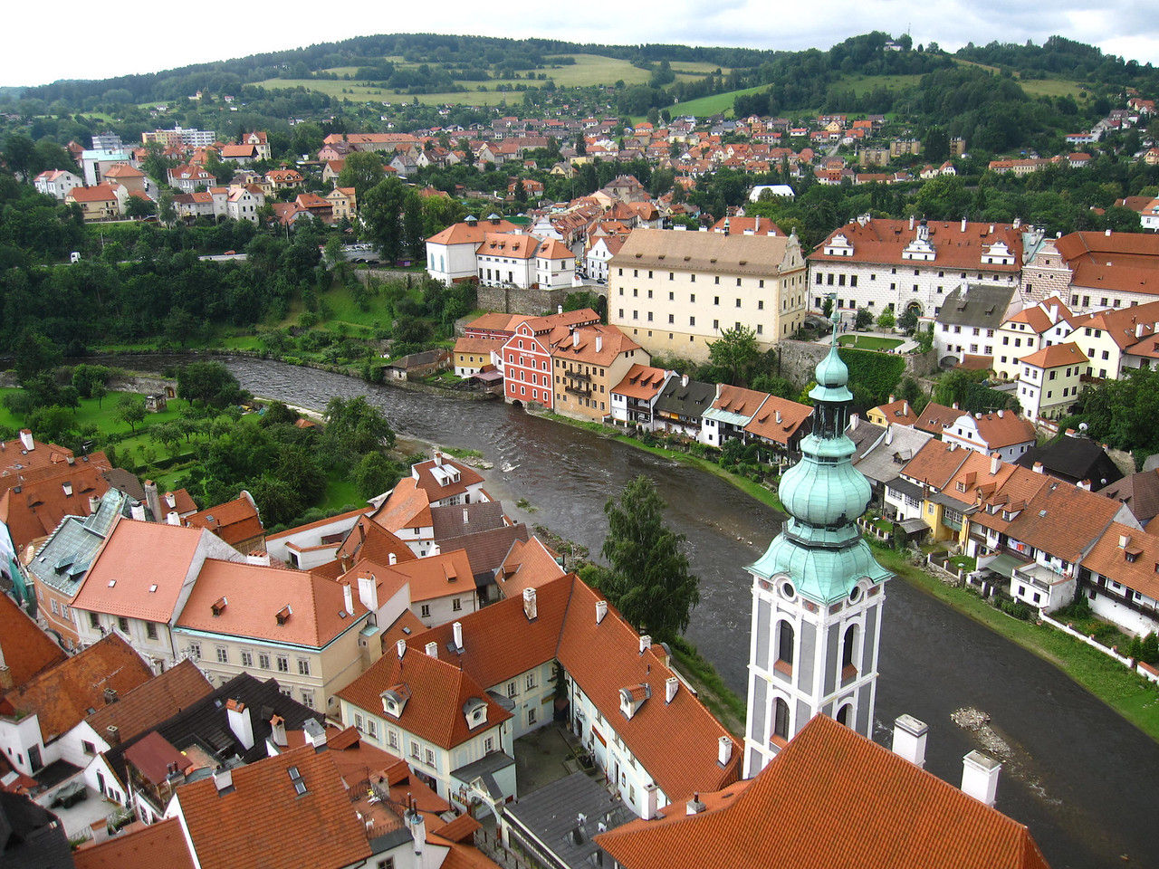 views from the castle tower in Cesky Krumlov, Czech Republic