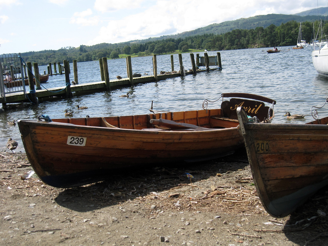 Cute boats dockside at Windermere-on-Bowness