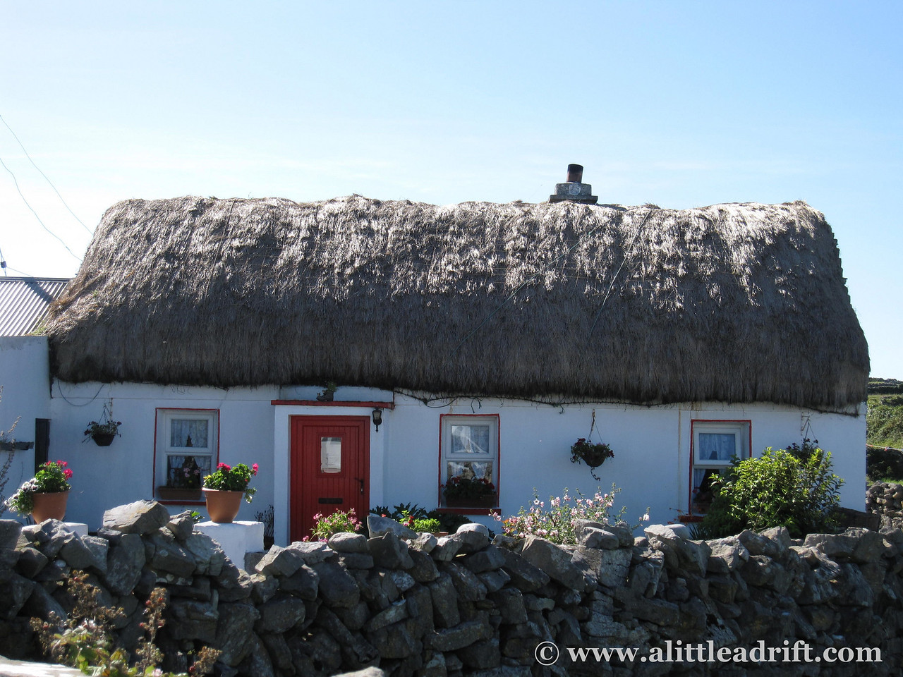 traditional irish thatched cottage on the Aran islands.