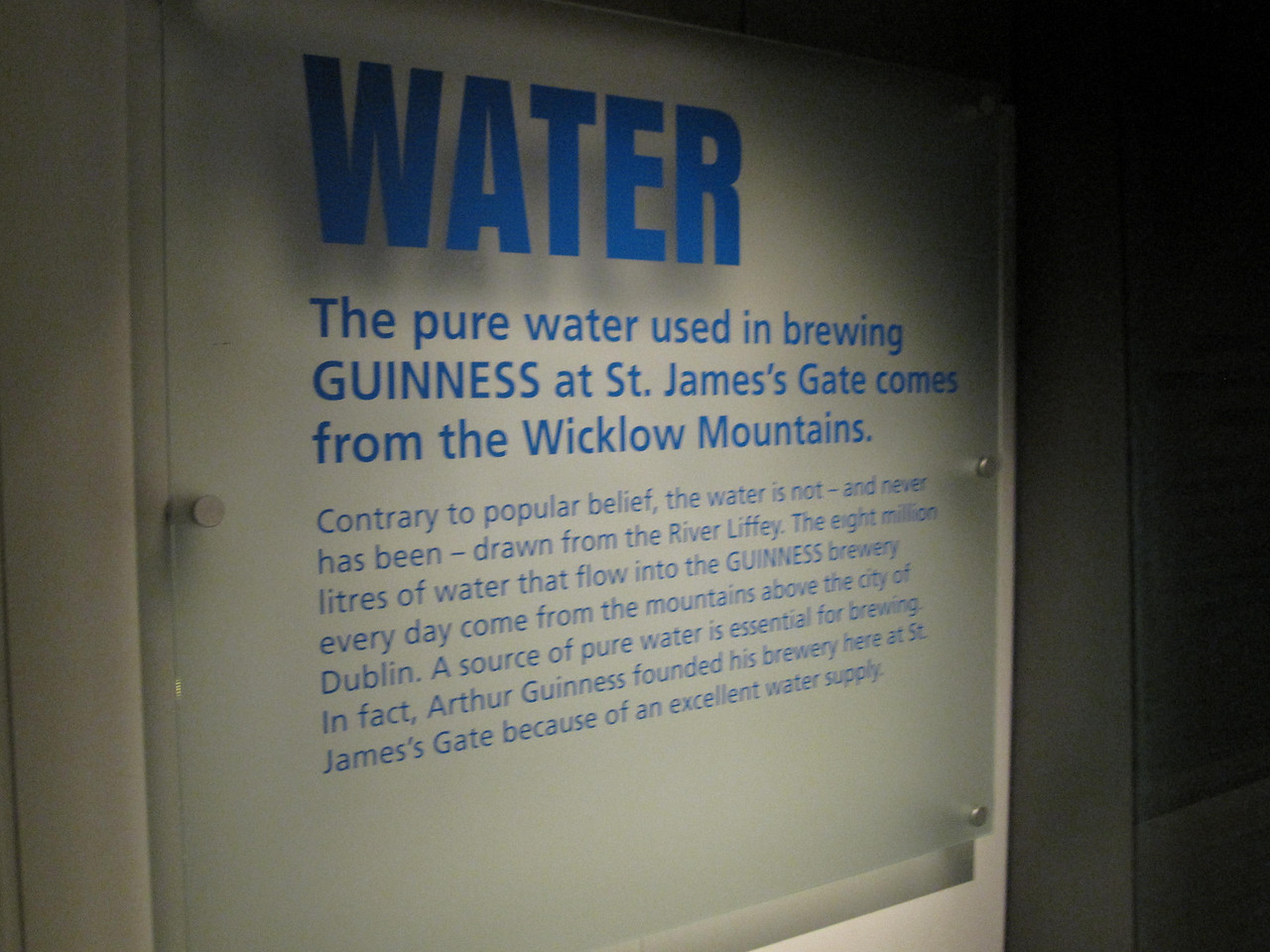 water display at the Guinness storehouse