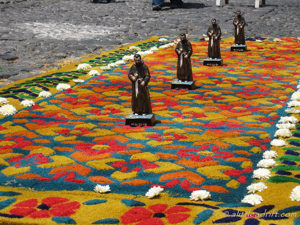 An elaborate Semana Santa carpet