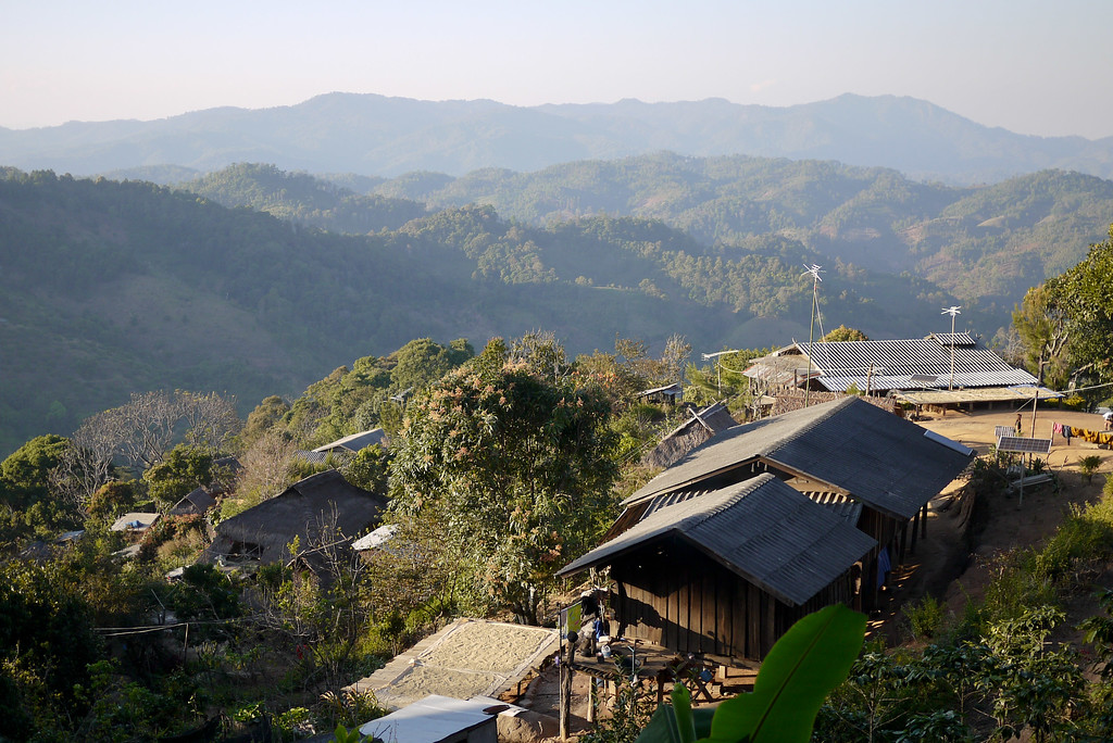 The small Akha Ama coffee village in the mountains near Chiang Mai, Thailand.
