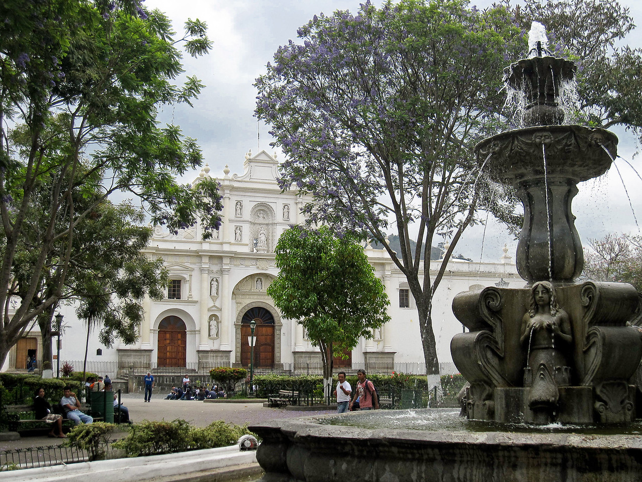 preparations began first in the parque central for the semana santa week easter tradition in guatemala