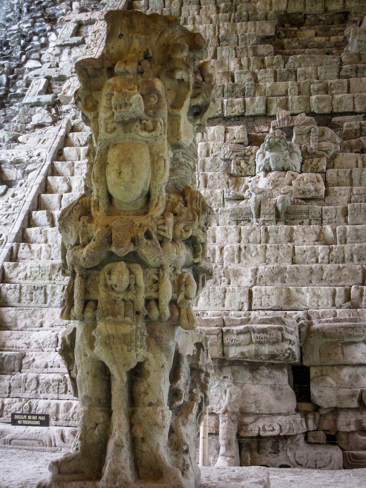 intricate carvings still visible in the Copan ruins