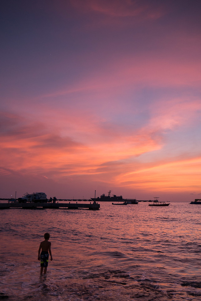 Sunset on Cozumel as a family on vacation