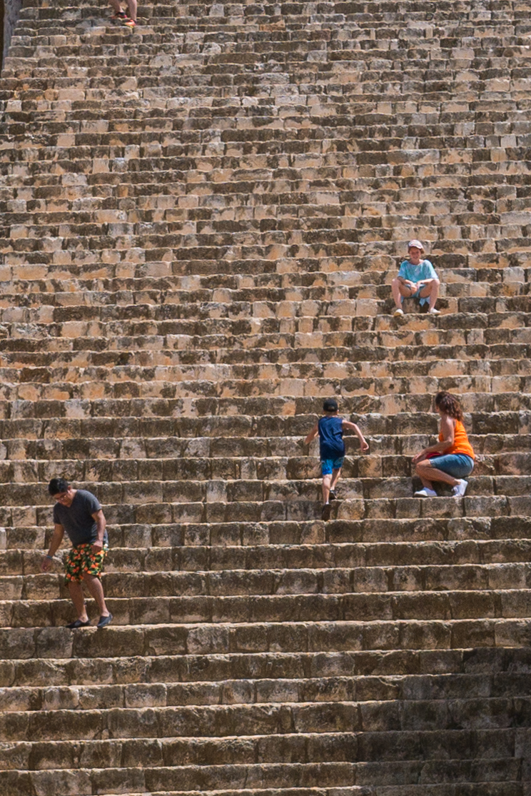 racing up the steps of ek balam