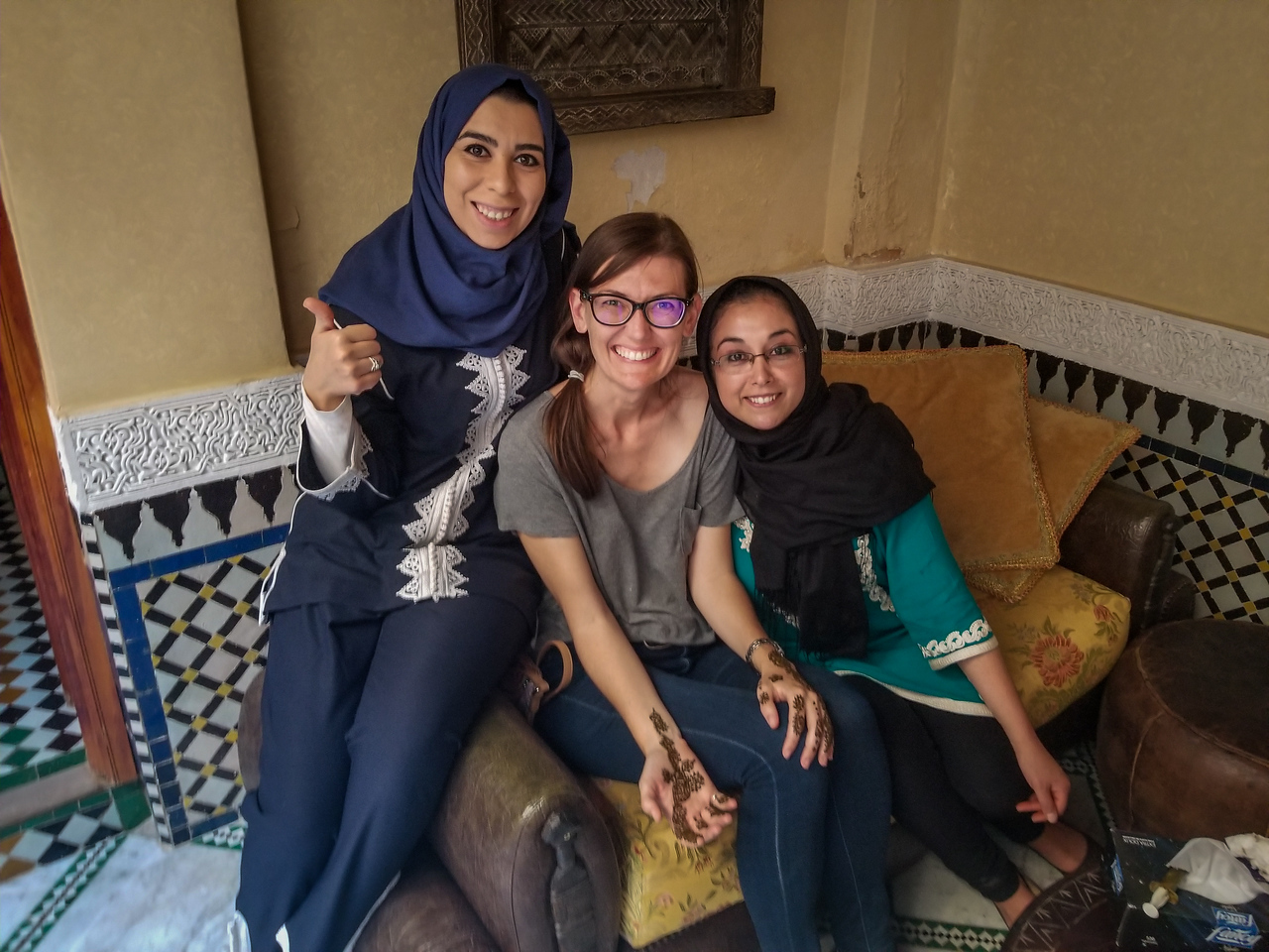 traveling in morocco and getting henna with a guy friend, so I didn't have to visit there solo