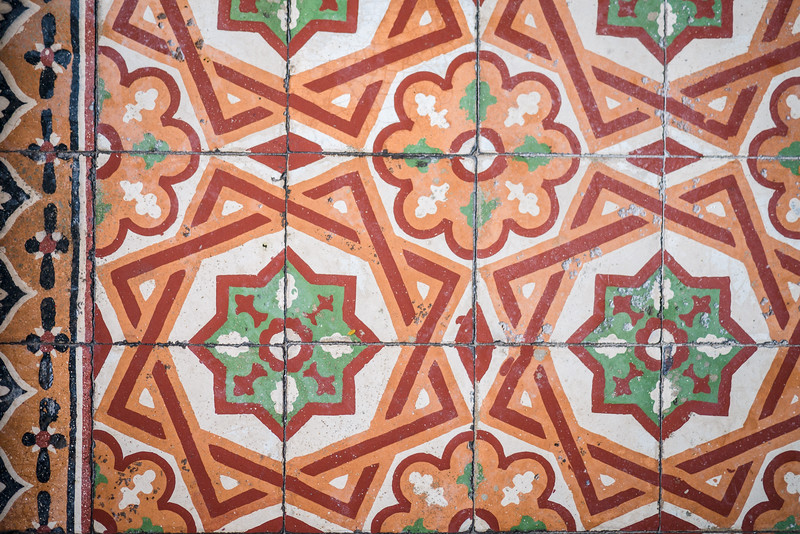 geometric floor tiles in the temple 