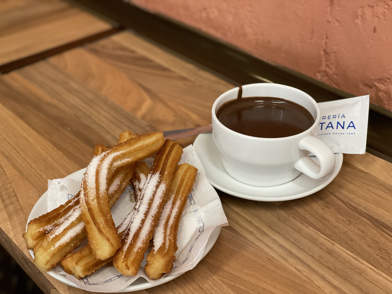Spanish churros con chocolate