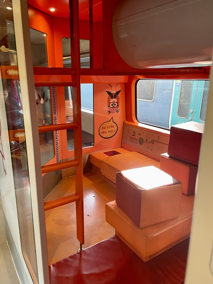 the ladder to the tunnel in the kids playroom in the family car on the train 
