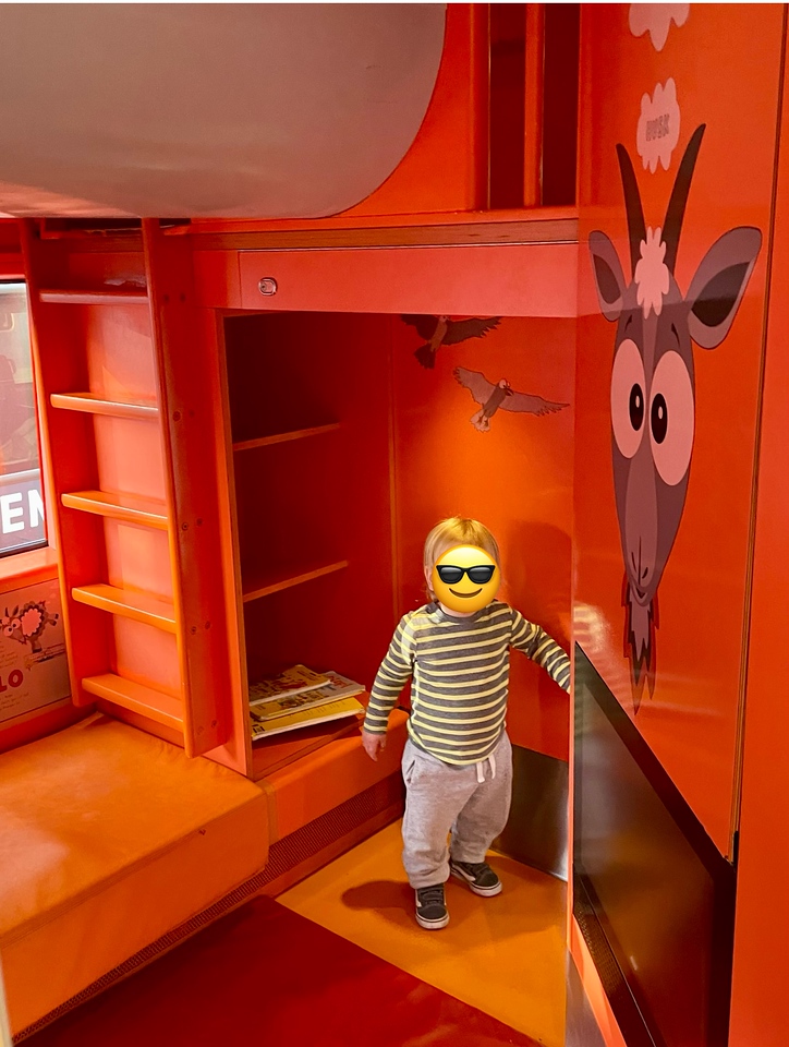My son explores the soft play area on the train ride between Oslo and Bergen