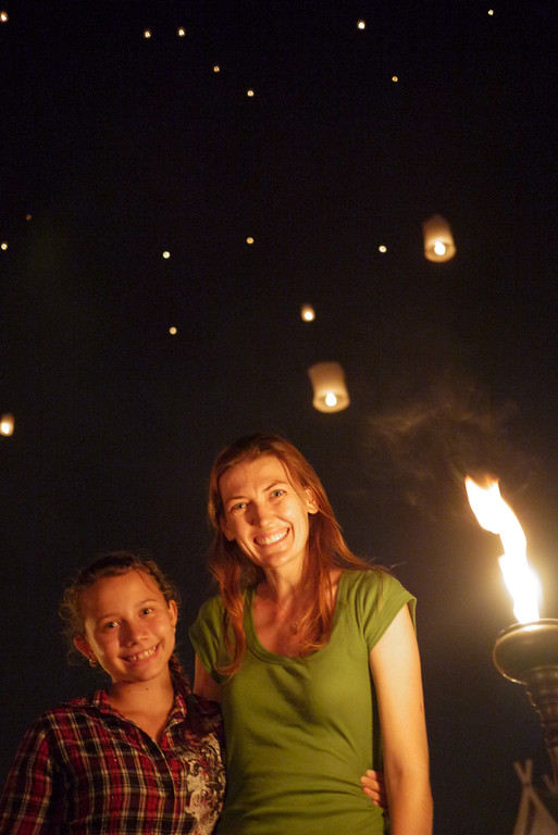 Ana and me as the lanterns float away during Loy Krathong in Chiang Mai, Thailand