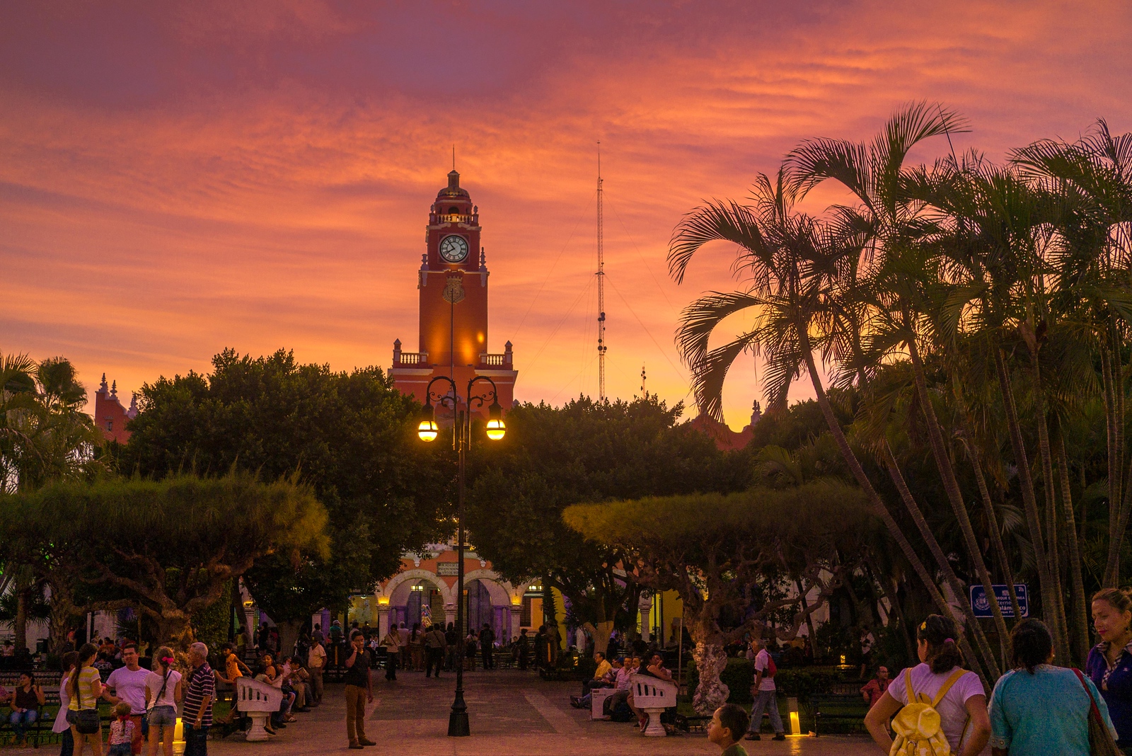 sunset in merida in the yucatan peninsula