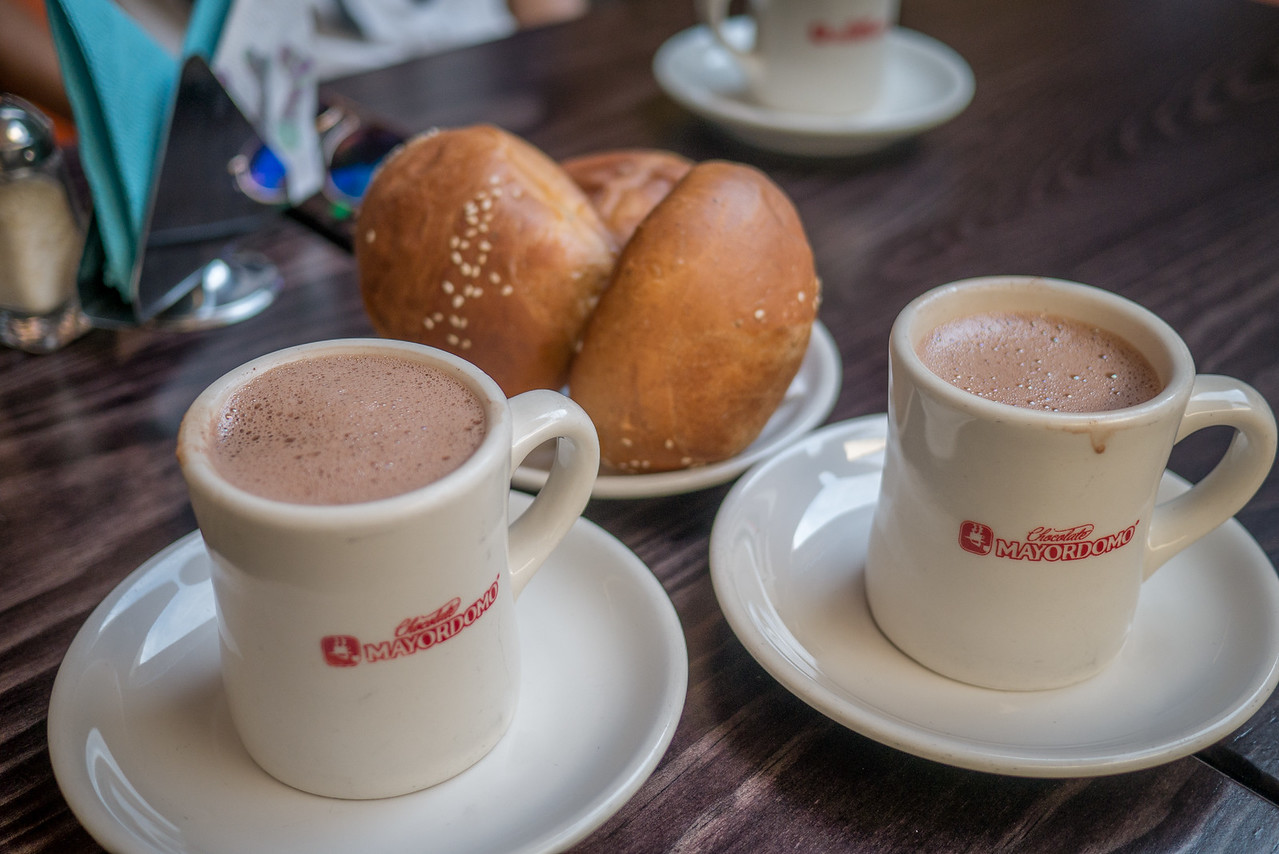 Pan con chocolate served at Majordomo in Oaxaca
