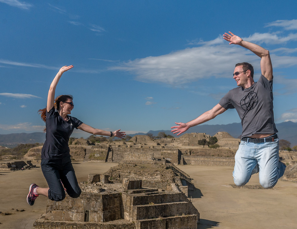 Soaring over the ruins of Monte Alban with a visiting friend.