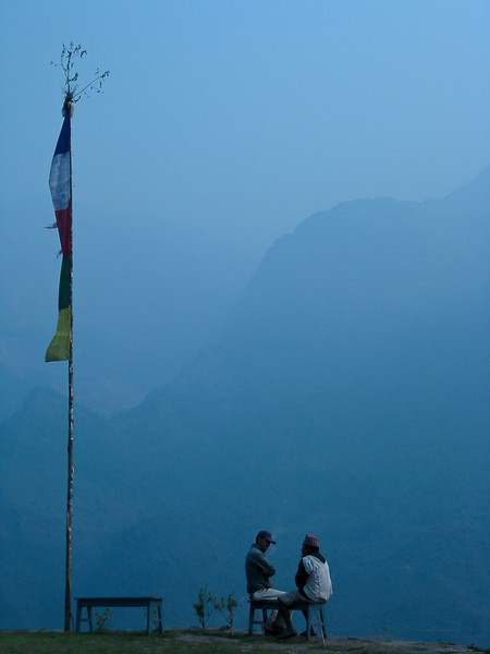 Trekking in Nepal there are locals living along the way who just go about their business.