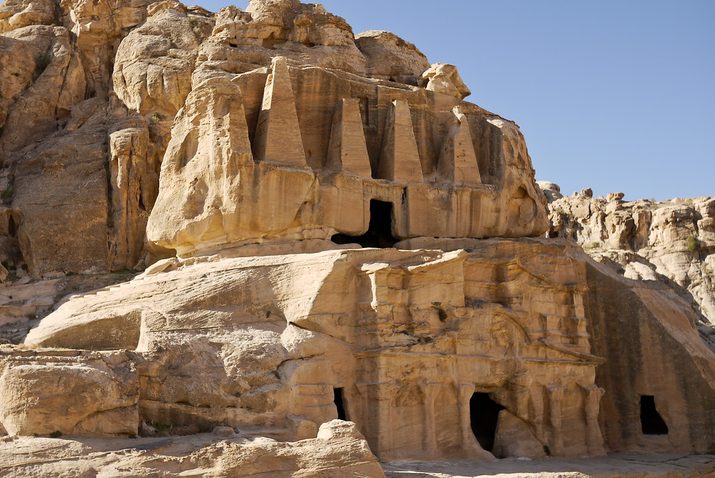 Myths in the cut rocks of Petra, Jordan.