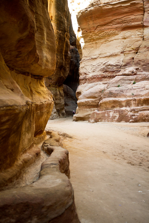 carved channel to carry water deep inside of the ancient Nabataean city of Petra, Jordan