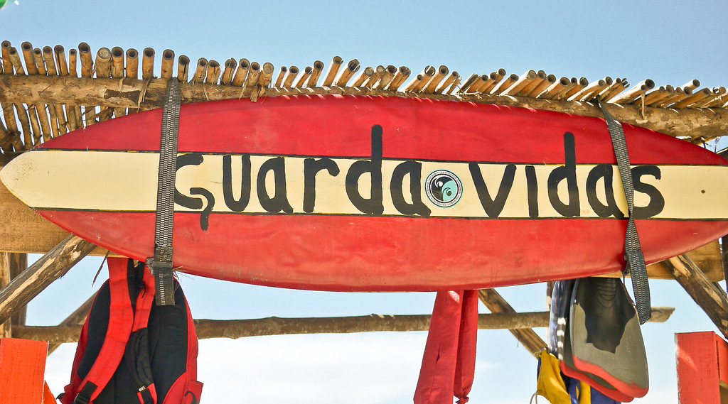Lifeguard station on the beach, erected specifically for Semana Santa.