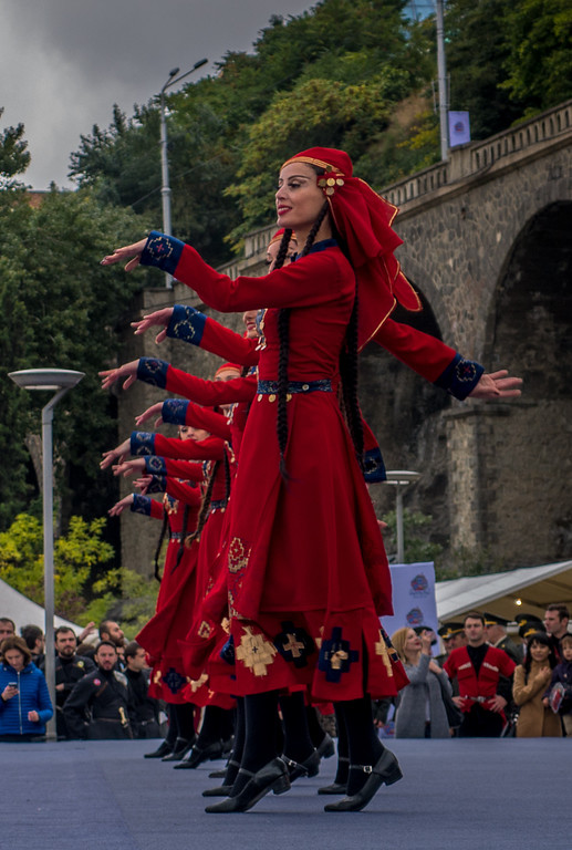 Traditional Georgian dancers at a fall festival