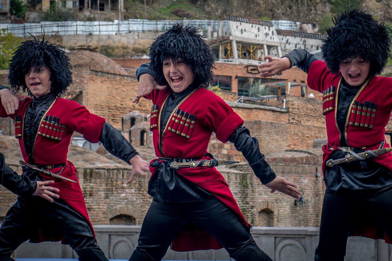 Traditional Georgian dancers at a fall festival