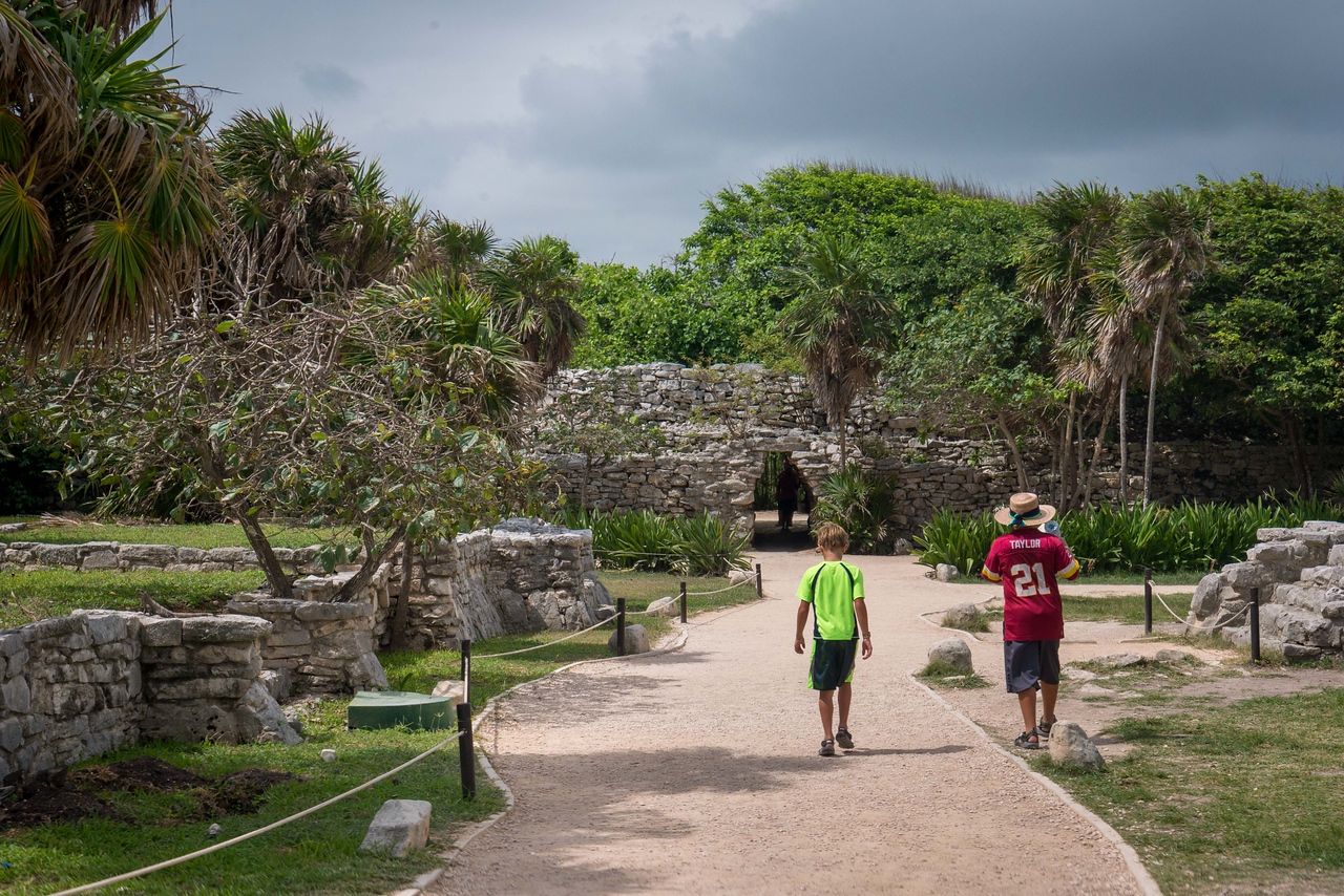 the boys exploring the ruins