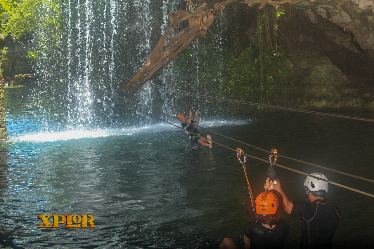 Some of the ziplines pass through a waterfall as well