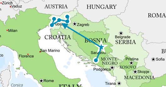 itinerary through Bosnia and Slovenia 