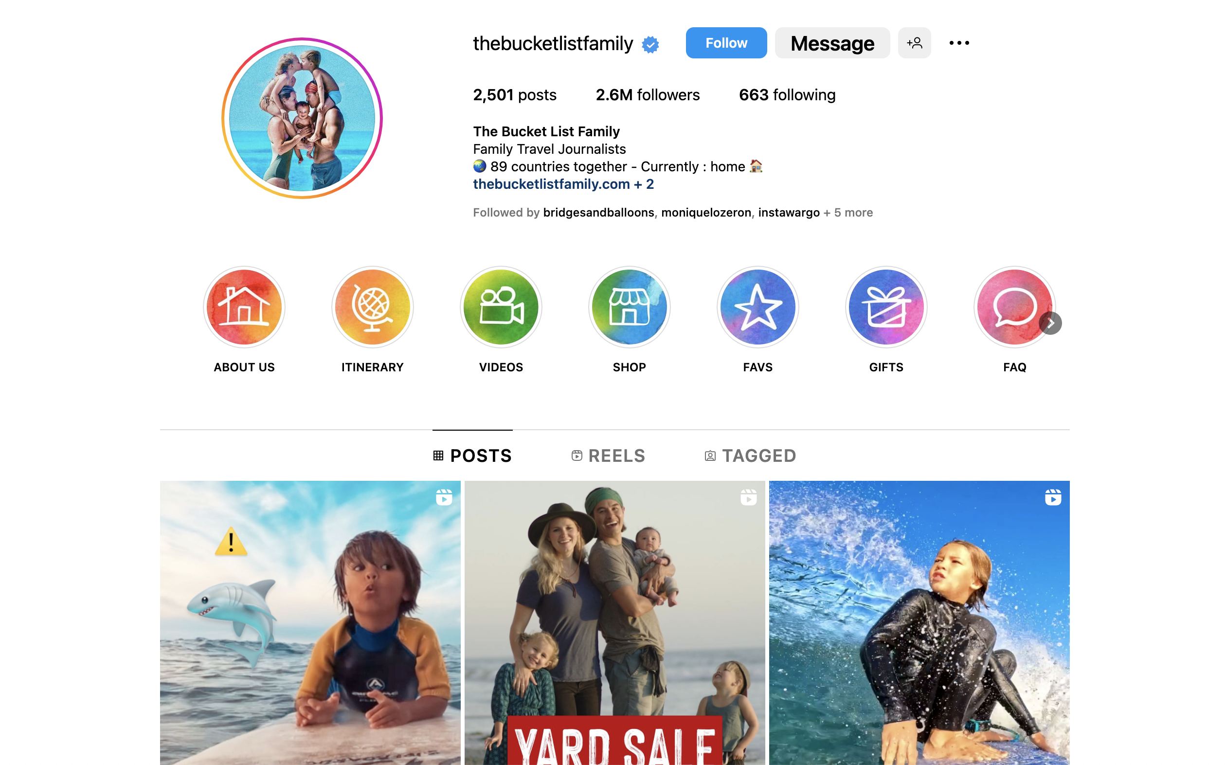 The Bucket List Family shares their travel story on Instagram and YouTube