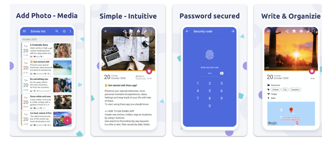 Diaro general journaling app that would work for travelers