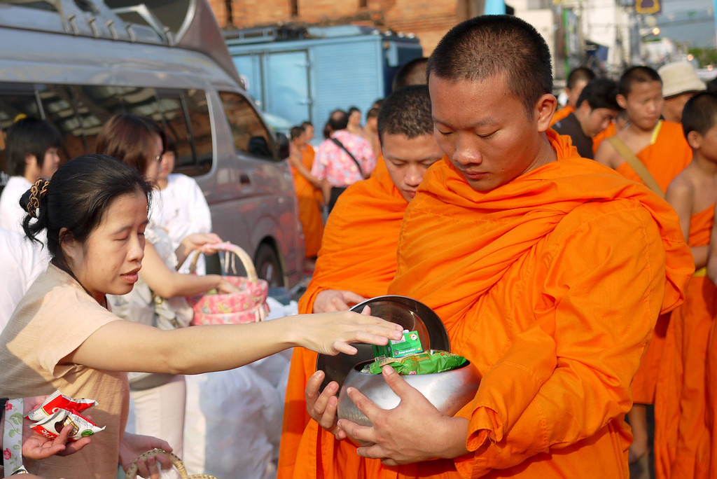 Monk alms during Songkran
