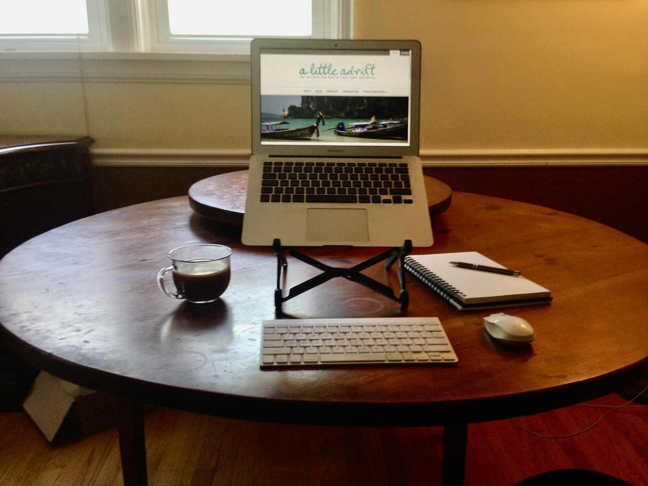 working abroad with an ergonomic travel setup.