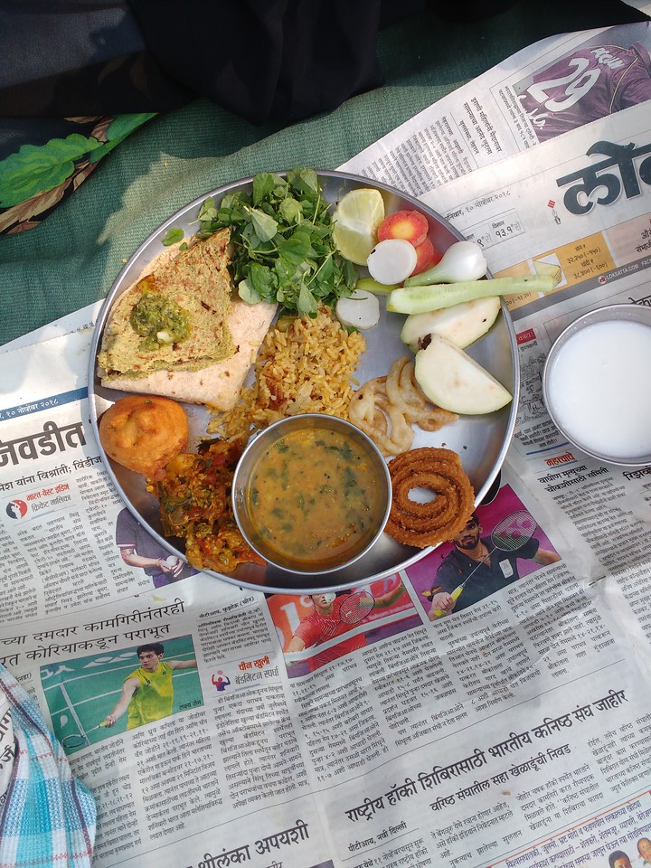 A classic indian thali served.