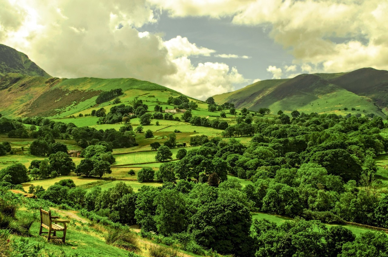 green hills throughout the Lakes Distrct in England