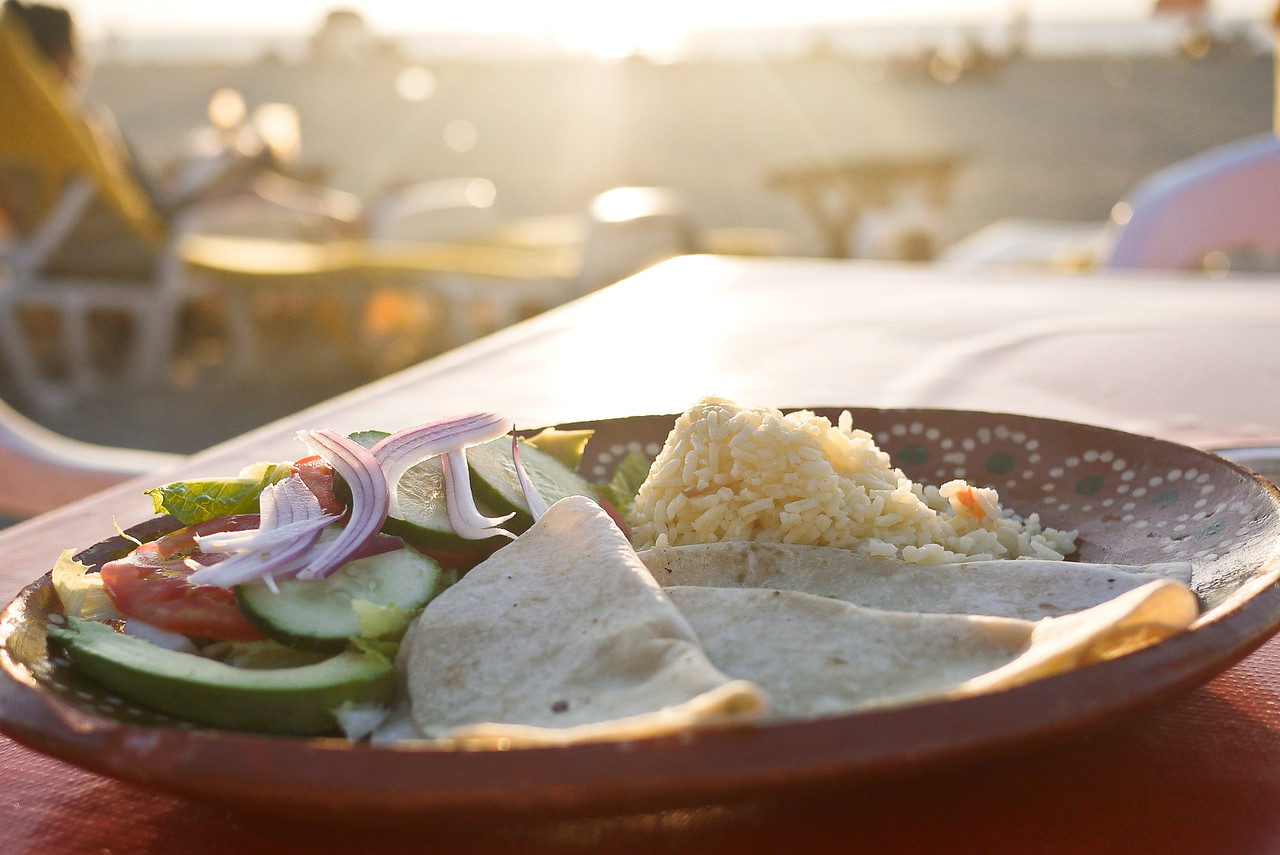quesadilla at sunset in Mexico