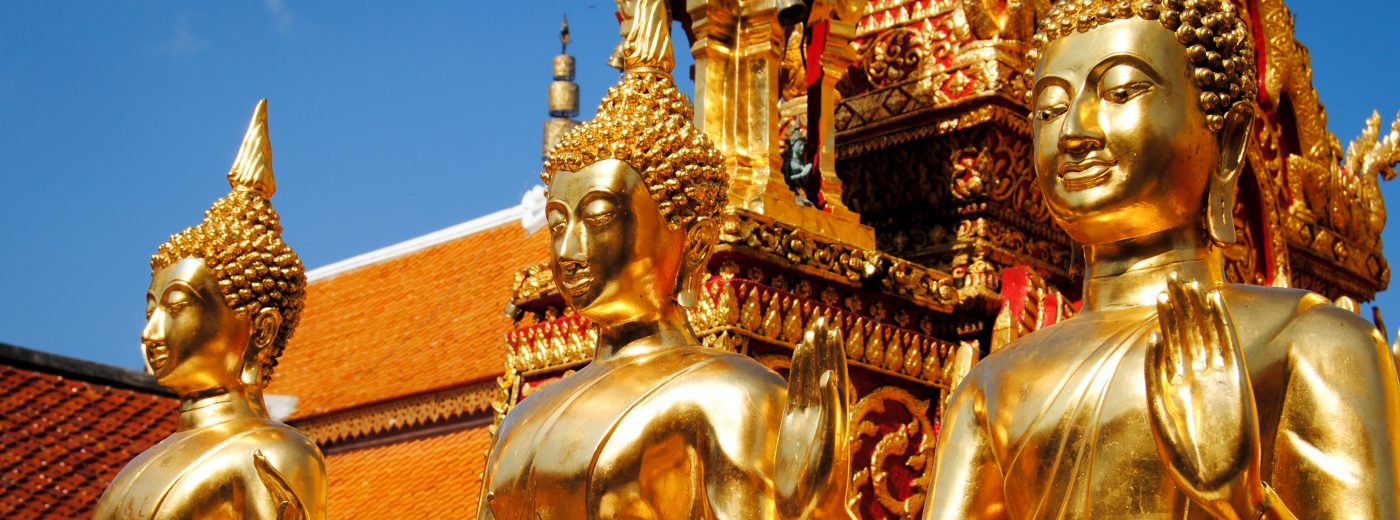 Gold buddhas while traveling Thailand