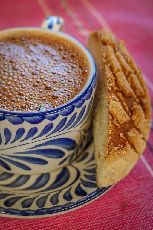 atole and bread breakfast in oaxaca