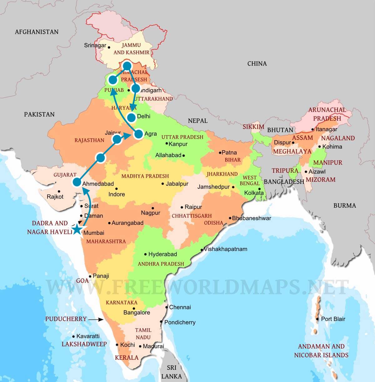 my  itinerary through india during my one year trip